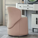 Pink Nordic swivel vanity stool with low back and PU leather upholstery